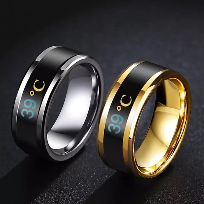 [Bayar di Tempat] Cincin Pria Wanita Titanium Thermo Pengukur Suhu