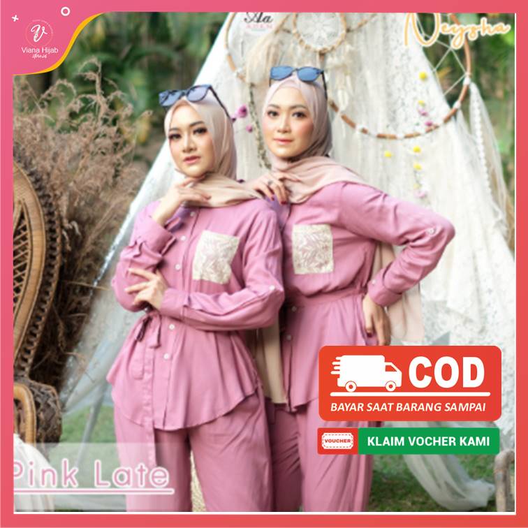 Piyama One Set Neysha By Aden Hijab Piyama Kaos Piyama Cotton Piyama Polos Setelan Wanita Bahan Katu