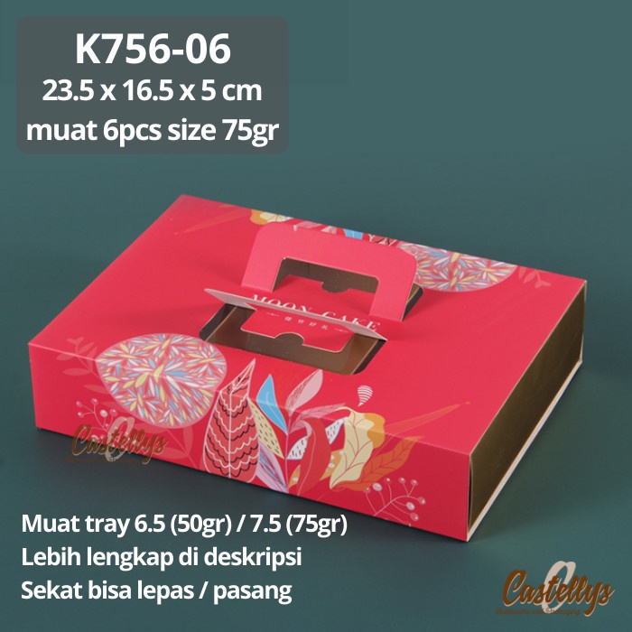 

5pcs Kotak Dus Box Mooncake K756-06 Merah Pia Snowskin Kue Kering Nastar