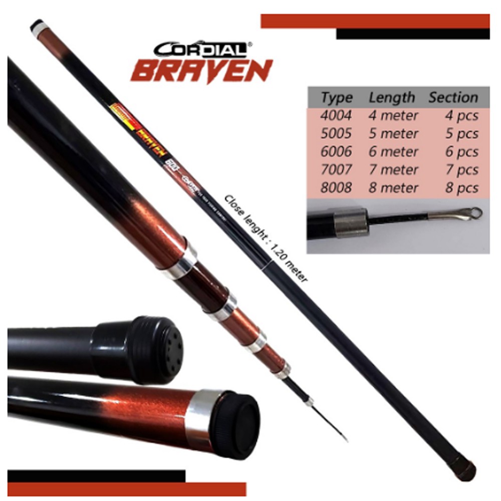 Joran Tegek Cordial BRAVEN Ruas Panjang | Pilih Ukuran