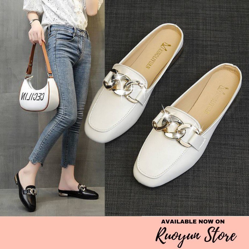 RYX - Chain Sling Sepatu Loafers Wanita Fashion Casual - Ori Import