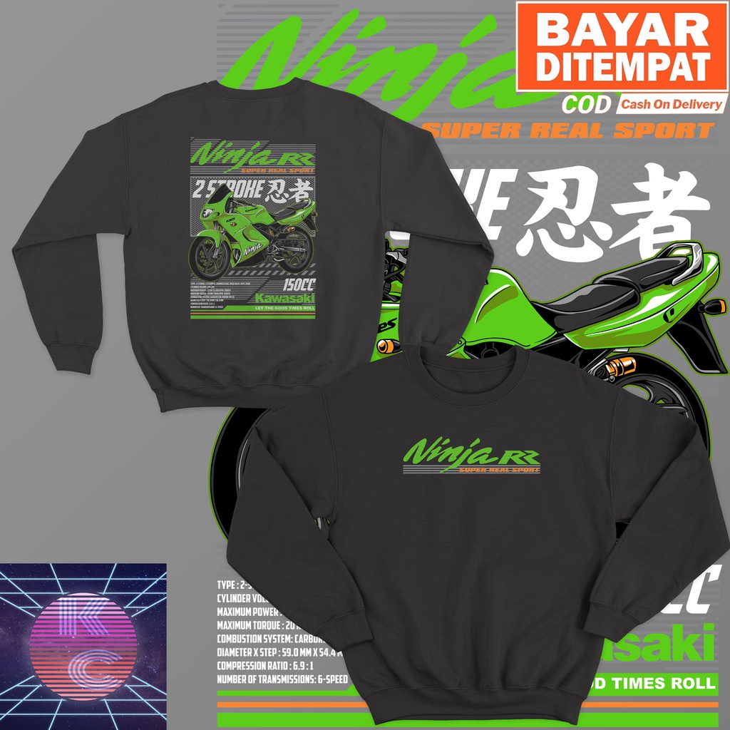 JAKET SWEATER KAWASAKI NINJA RR 150 BIG SIZE JUMBO SWEATER MOTOR PRIA WANITA