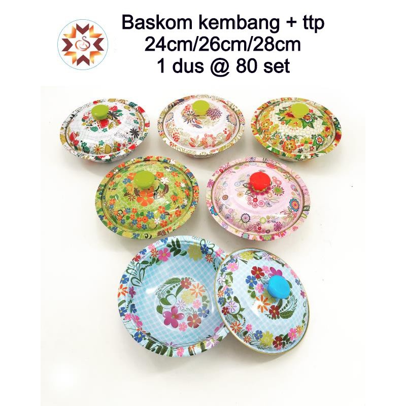 Baskom Kembang Tutup Ukuran 24 Cm 26 Cm 28 Cm / Baskom Tutup Stainless Bunga / Baskom Kembang 017