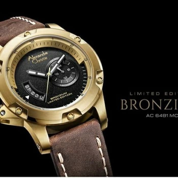 JAM TANGAN PRIA ALEXANDRE CHRISTIE AC 6481 / AC6481 BROWNZIUM LEATHER LIMITED EDITION ORIGINAL GARAN