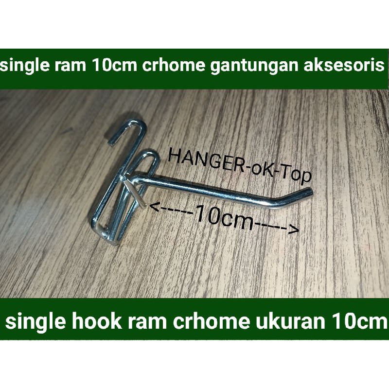 Single ram 10 besi chrome tebal gantungan cantol aksesoris display