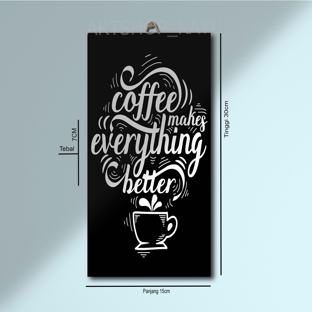 HIASAN DINDING COFFEE |QUOTES | KOPI POSTER KAYU Hiasan Kamar Poster Kayu 15x30cm Pajangan Rumah/ de