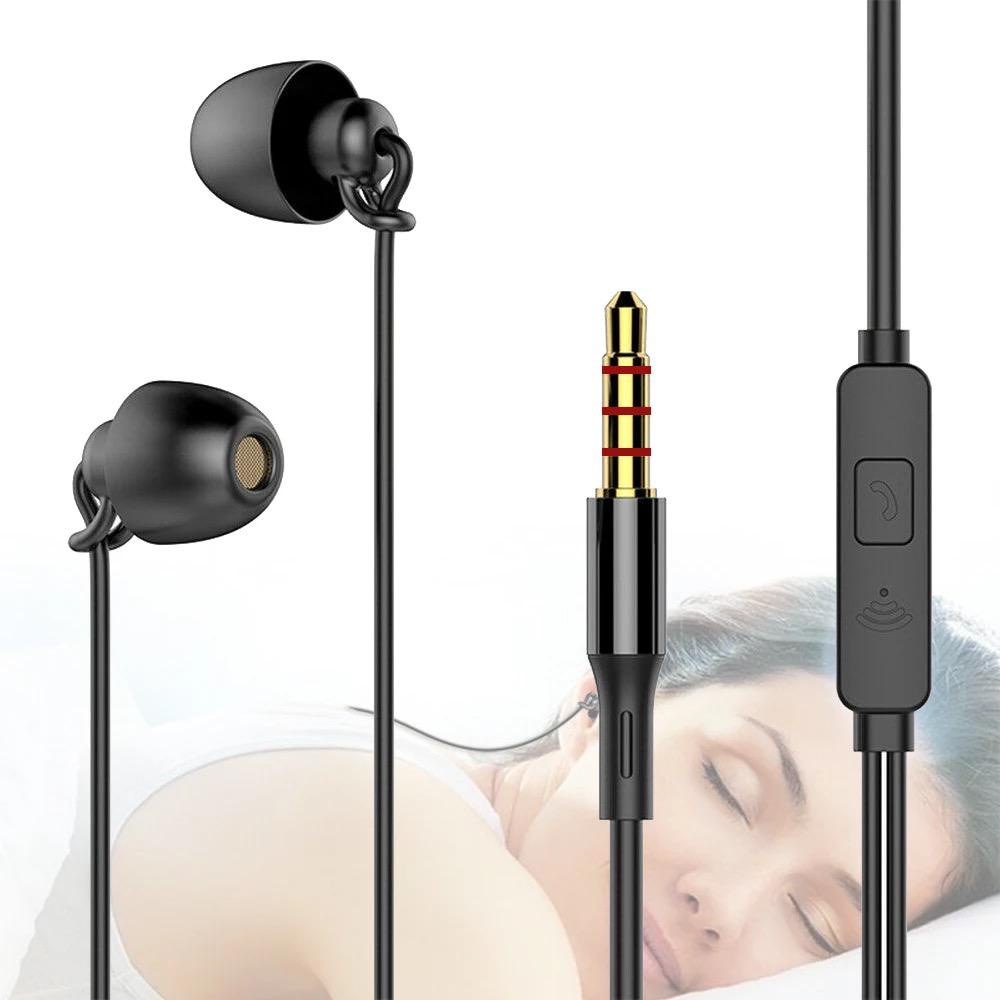 Sleep Earphone Headset Handsfree  Hifi Wired Mega Bass Stereo Soft Silicone Wear Comfortable With Audio Jack 3.5mm Plug In-ear Earphones