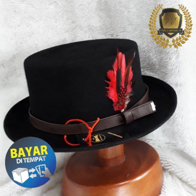 TOPI LAKEN FEDORA Topi Fedora hitam Bahan Wool / laken import