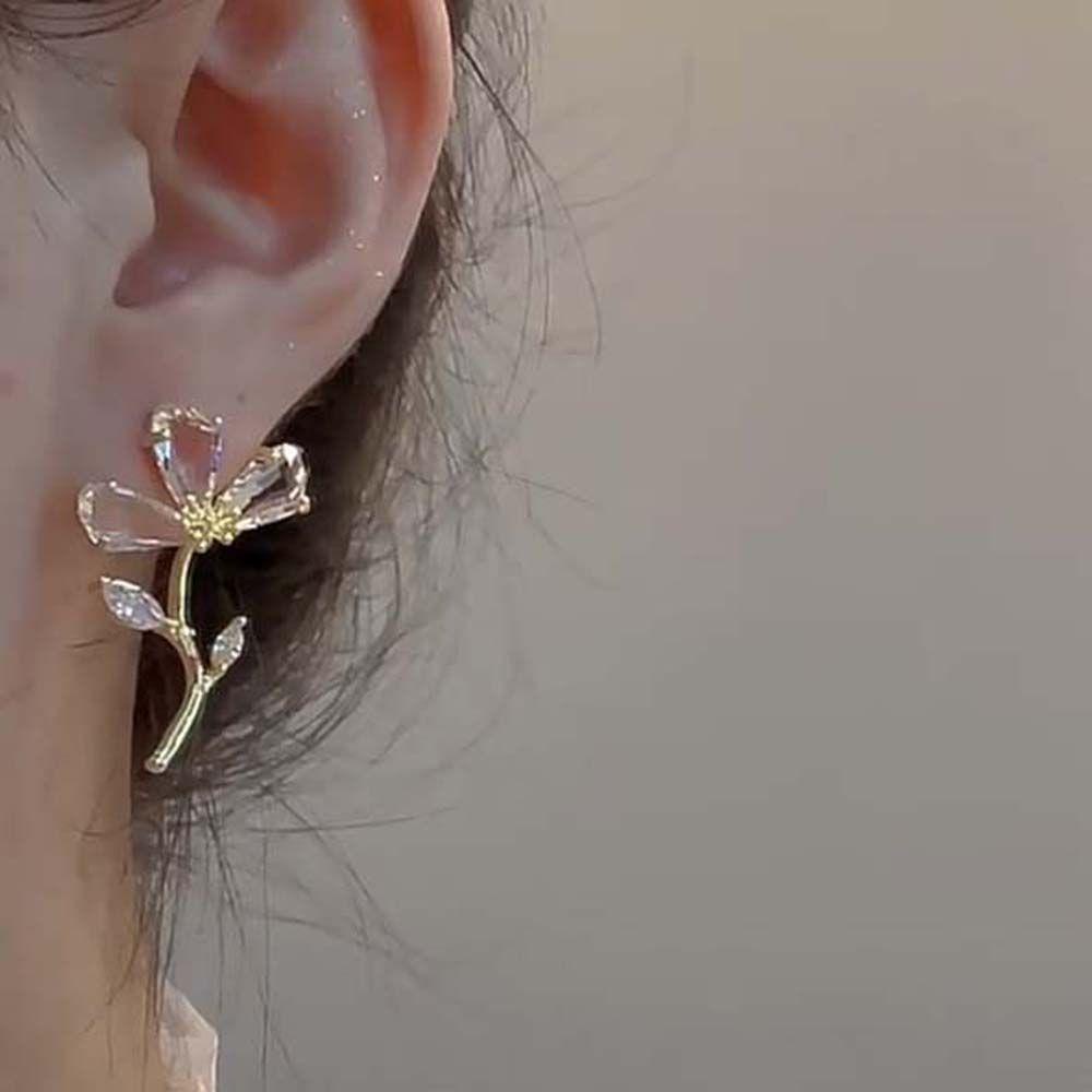 Mxbeauty Bunga Anting Fashion Gadis Hadiah Pesta Pernikahan Berlian Imitasi Rose Ear Hook