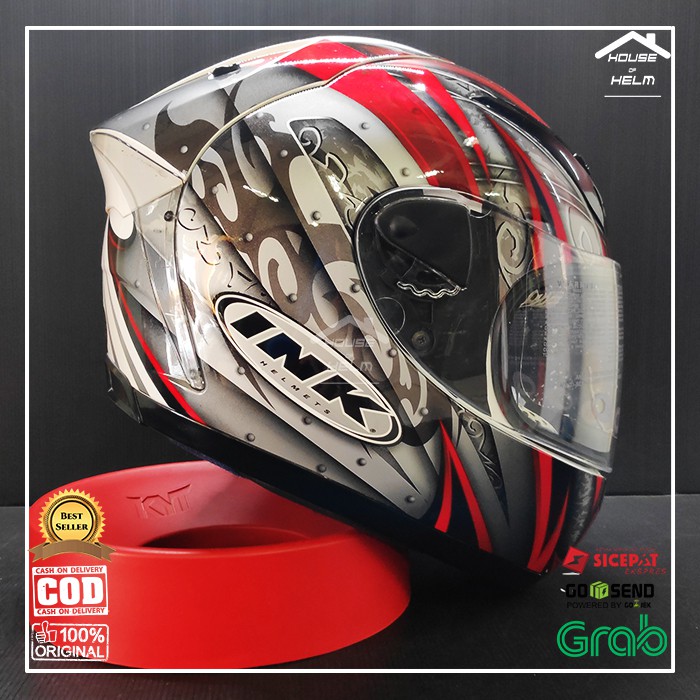 HELM FULLFACE FULL FACE FULFACE INK KEREN CL PRIMO #1 White Red Putih Merah