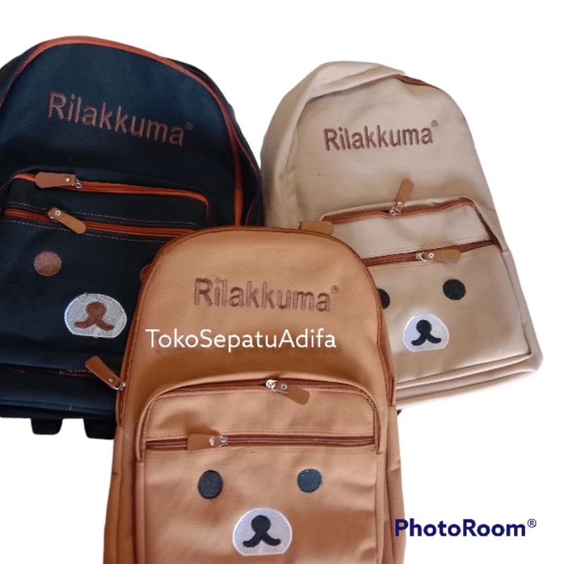 Tas Sekolah Anak Perempuan Lucu / Ransel Perempuan Bahan Kain Kain RILAKKUMA BERUANG