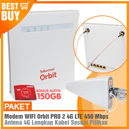 Paket Router Modem Orbit PRO 2 ZTE MF286R WIFI 4G LTE + Antena LPDA Log Periodic/ Yagi Grid
