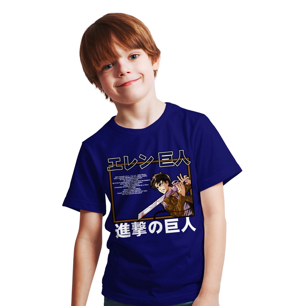 KAOS DISTRO ANAK ANIME SWORD EREN YEAGER / BAJU KIDS ANIME SNK AOT