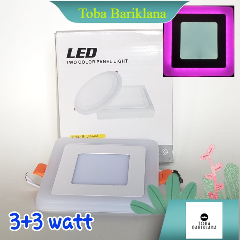 Downlight 2 Warna 3+3 Watt Kotak Putih Pink