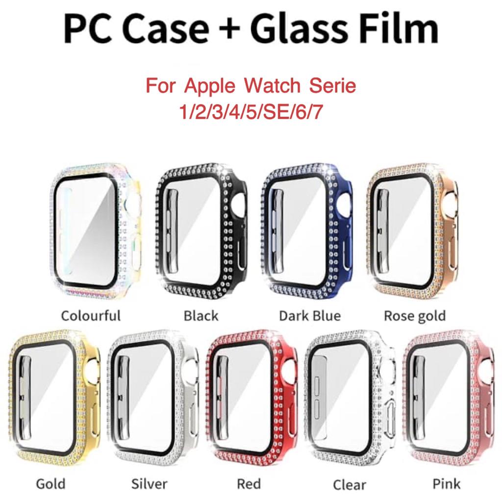 Gadgetlee Bumper Case Apple Watch Bling PC Screen Protector For Series 1/2/3/4/5/SE/6/7