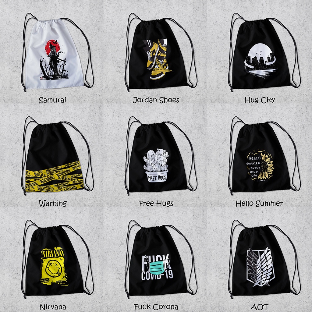 ZCO - Tas Serut Multifungsi Untuk Olahraga Sekolah Futsal Basket Berenang String bag Bahan Taslan Waterdrop | Tas Serut Terlengkap - New Stringbag - String bag Bts Muat Banyak Ukuran 38  x 30 cm Part VI | Morybag