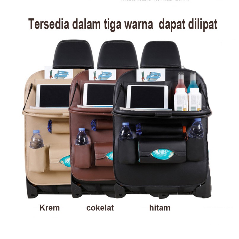 Car Seat Organizer  mobil Tas Jok Kursi Mobil Kulit Premium Multifungsi Meja Kantong/meja multipungsi /aksesoris mobil /tempat tissue mobil /tas penyimpanan mobil