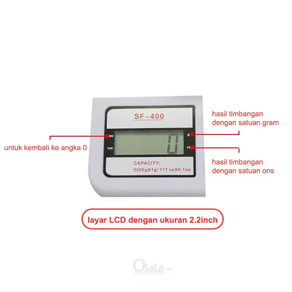 Timbangan Digital Elektrik Scale Dapur SF400 Pengukur Berat Makanan