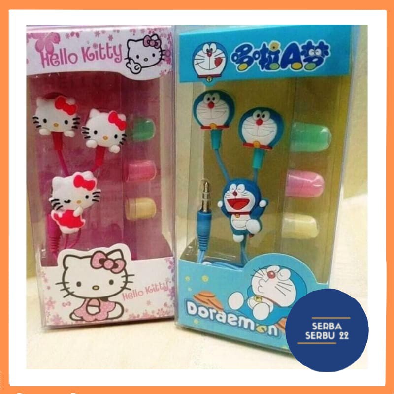 headset karakter hp universal handsfree doraemon hello kitty full body