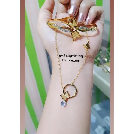 Gelang Titanium Wanita Anti Karat Paket Gelang Dan Kalung