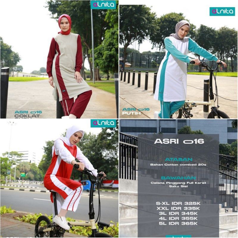 Setelan Sport Cotton Combed 20s Alnita Syari Muslim ALNITA SETELAN SPORT SYAR'I ASRI 016