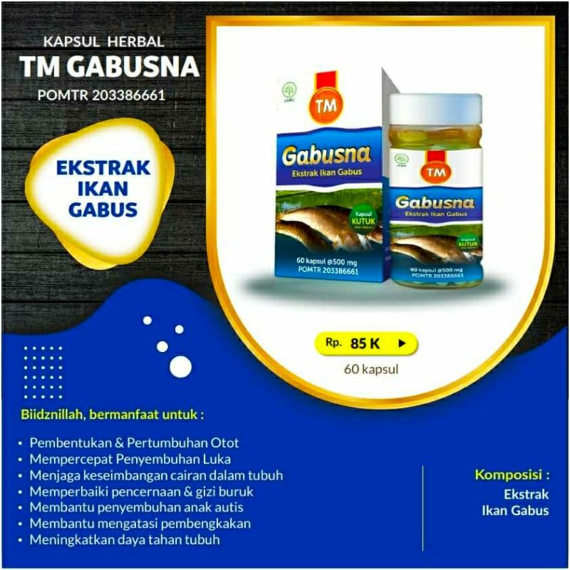 BISA COD/ MURAH / ASLI 100% Tasnim Kapsul TM Gabusna di tokokecil99 - Ikan Kutuk Albumin Luka Operas