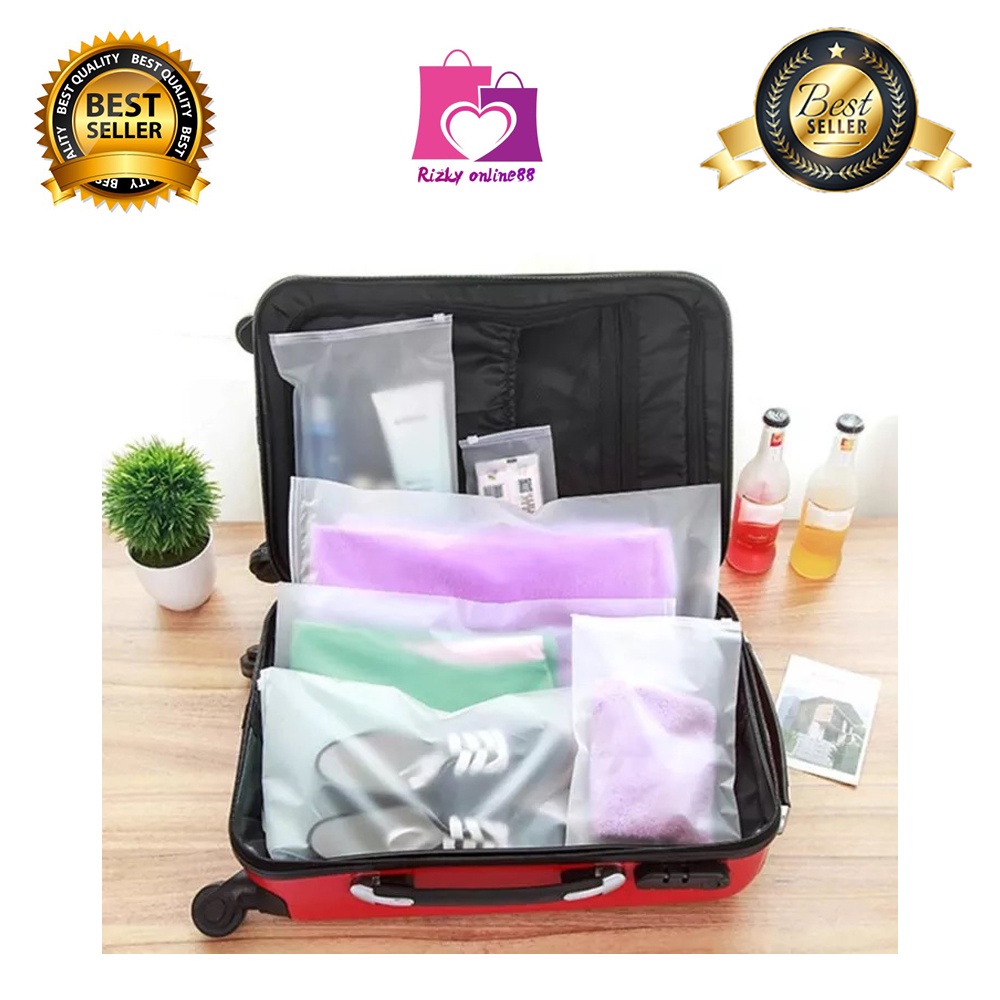 rizkyonline88 pouch ziplock travel organizer transparan anti air waterproof