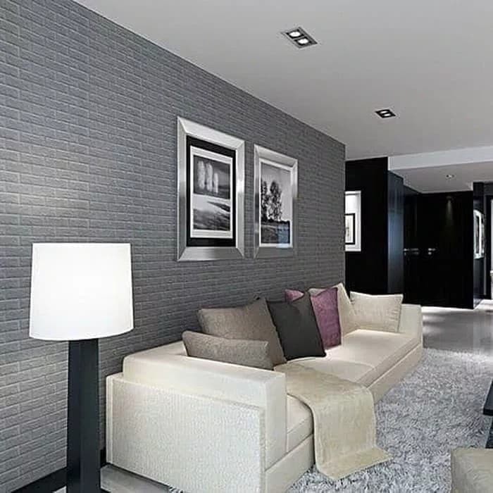 WALLPAPER FOAM 3D WARNA ABU-ABU UKURAN 77 CM X 70 CM