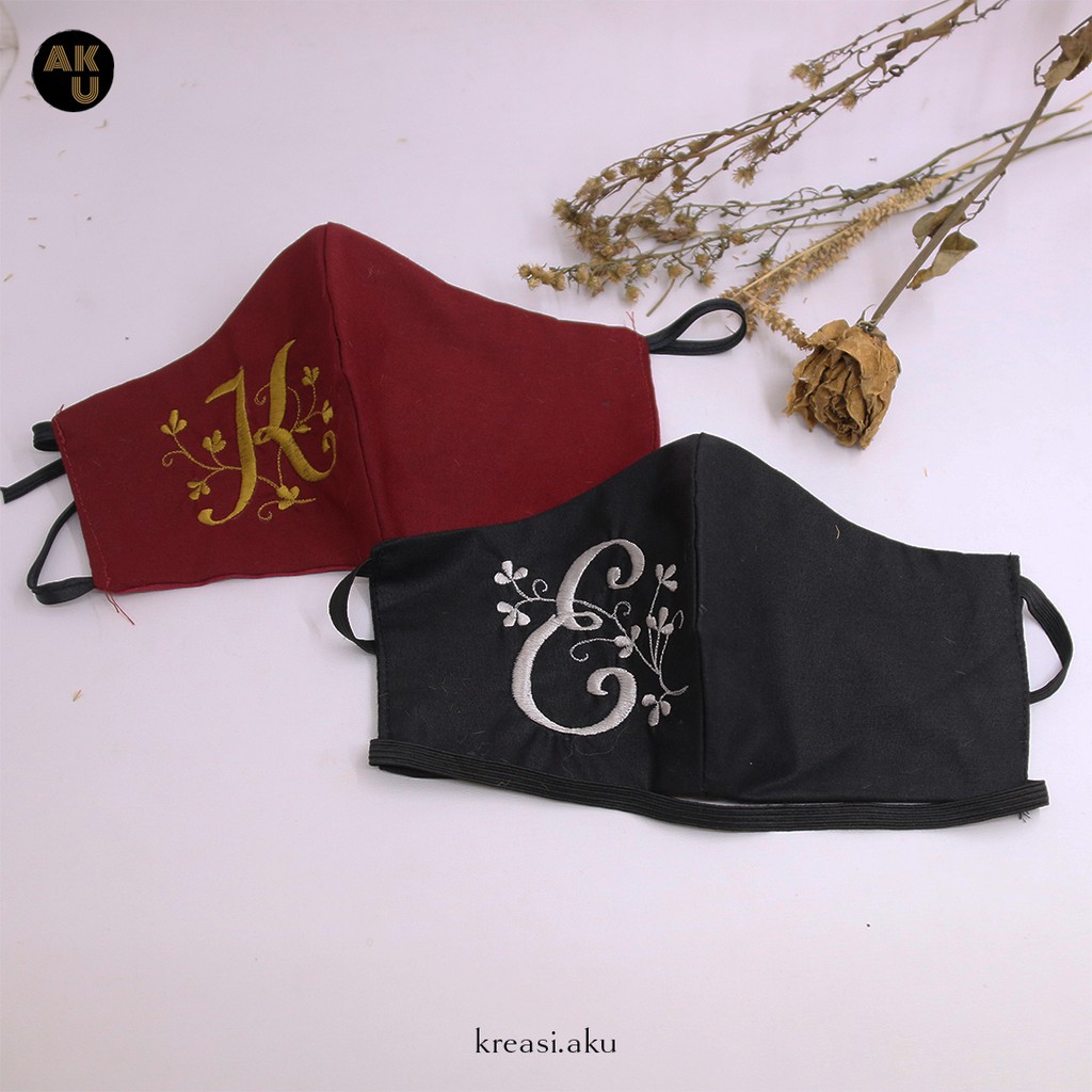 Masker Kain Bordir Inisial Custom