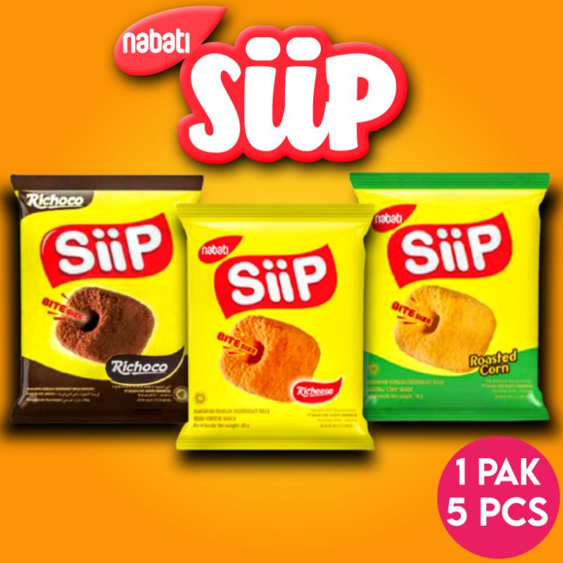 

Nabati Siip Bite 3Varian Richeese/Richoco/Roasted Corn @24gr 1pack isi 5pcs Eceran 2000