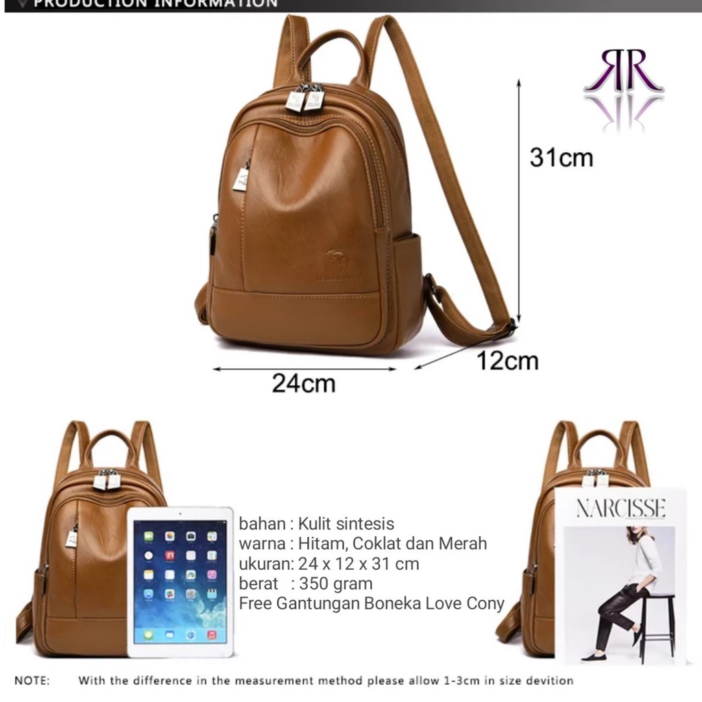 Tas Ransel Korean Style Remaja / Tas Ransel Wanita Dewasa / Tas Ransel Wanita Kuliah / Tas Wanita Traveling / Tas Ransel Kekinian Wanita 2022 / Tas Ransel Korea Style Cewek Kuliah / Tas Ransel Fashion Wanita / Tas Ransel Fashion Korea