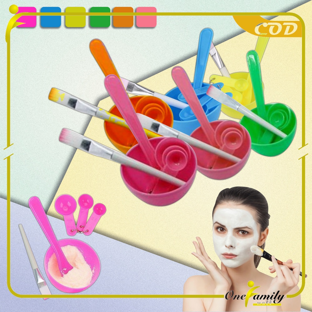 Set Mangkok Masker Set 4 IN 1 -- AC 111 -- set kuas mangkuk mangkok masker silicon make up masker muka murah plus sendok takar takaran gram dan Pengaduk bubuk cream / Alat Perawatan kecantikan perawatan wajah Wanita / Pria – laki laki Mask Bowl