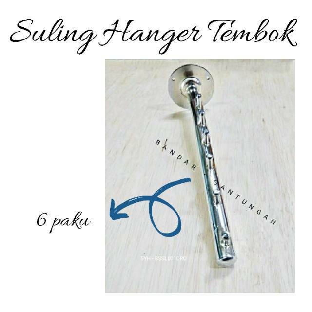 Hanger Suling Tembok  Beli 20 Pcs Gratis 1 Pcs Gantungan Baju Suling Besi 6 Titik Tekuk Gantungan Baju-BH