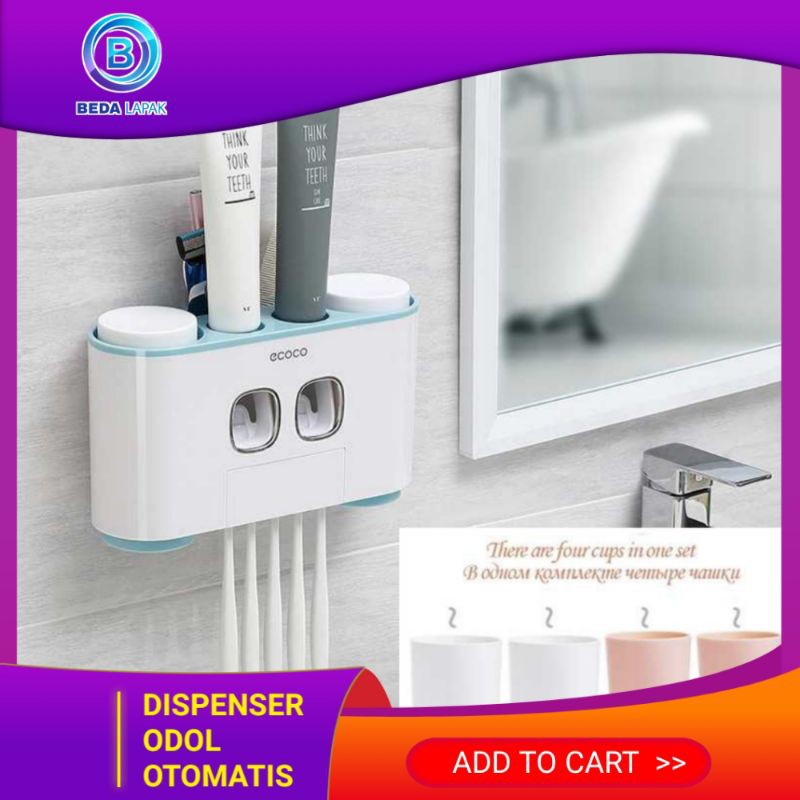 Dispenser Odol dan Tempat Sikat Gigi Tempat Odol Pasta gigi dan Gelas Otomatis ECOCO