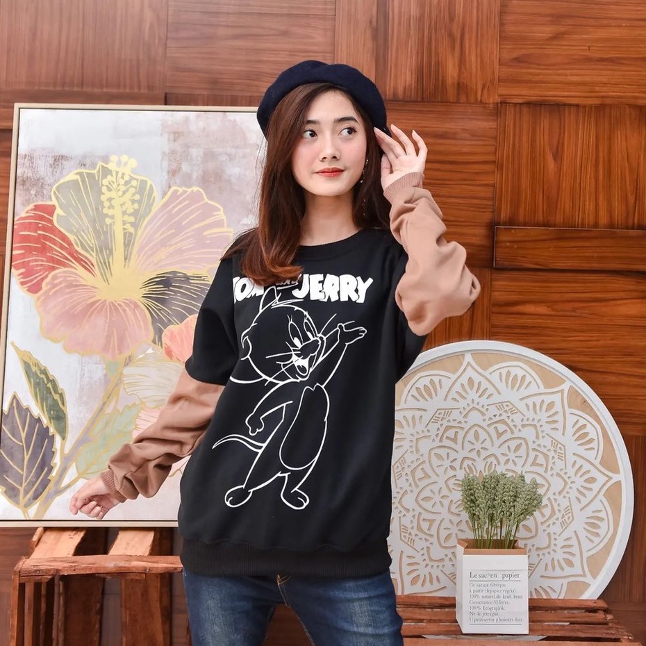 TOM &amp; JERRY Jaket Sweater  murah l Hoodie Tebal Bahan Fleece