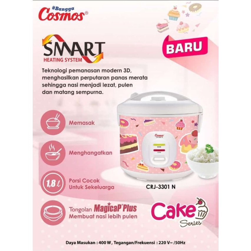 Rice Cooker Magic Com Cosmos CRJ-3301N Penanak Nasi Cosmos CRJ 3301N