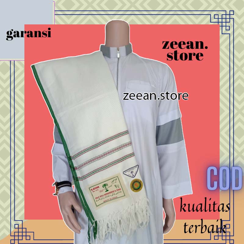 sorban rida Kashmiri lohi putih garis