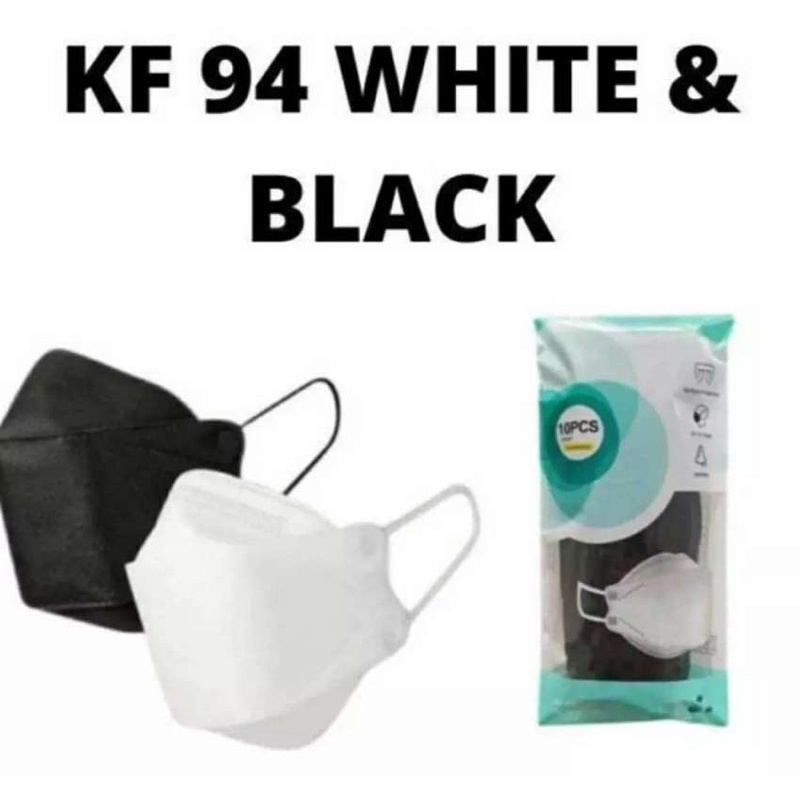 masker kf94 4ply hitam putih isi 10pcs masker Kf 94 hitam putih