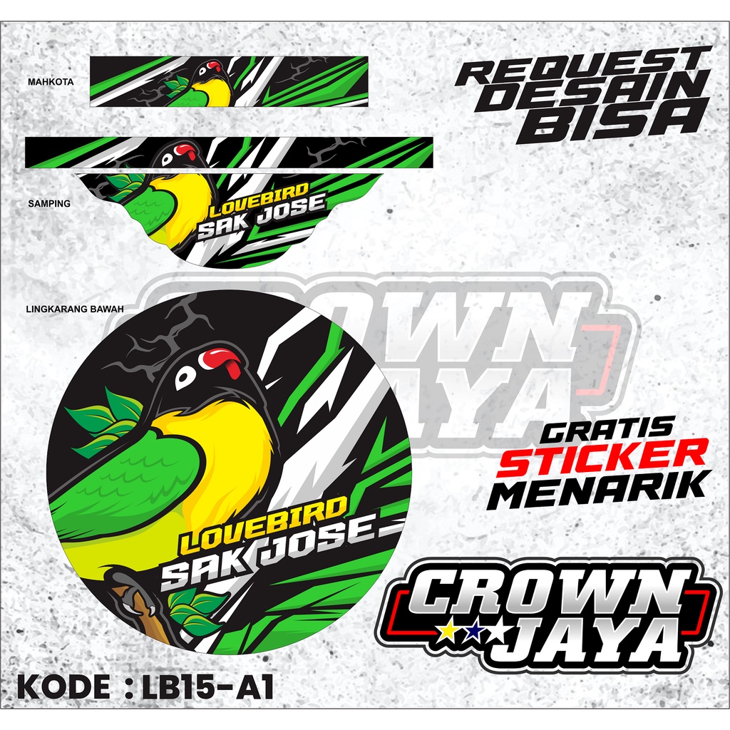Decal Kandang Love Bird Universal - Stiker Kandang Lovebird Bisa Custom Desain - Decal Sangkar Love 
