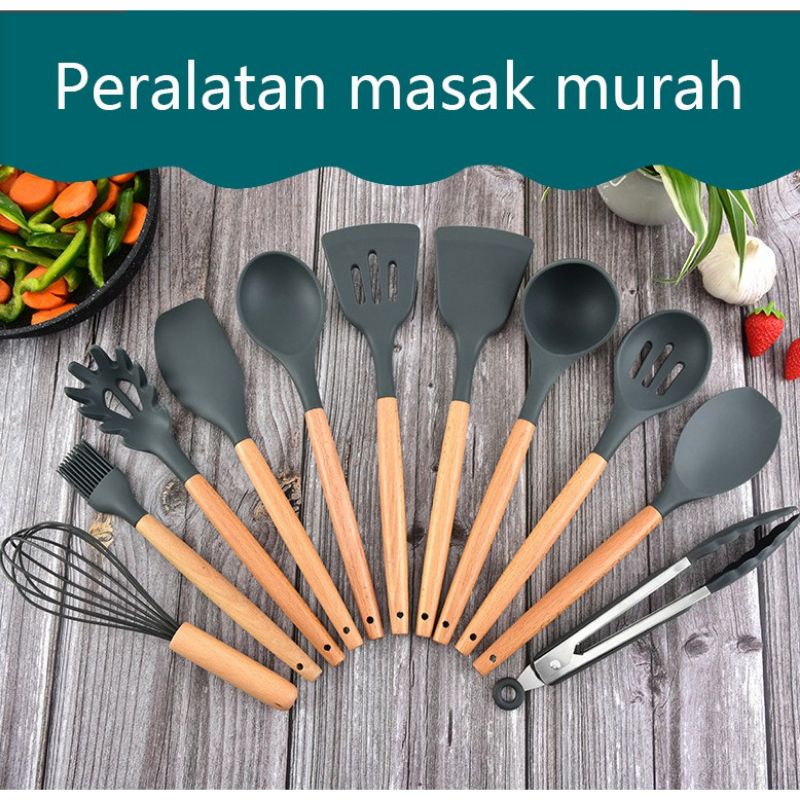 utensil silicone set 12 pcs/kitchenware set/peralatan perlengkapan masak import