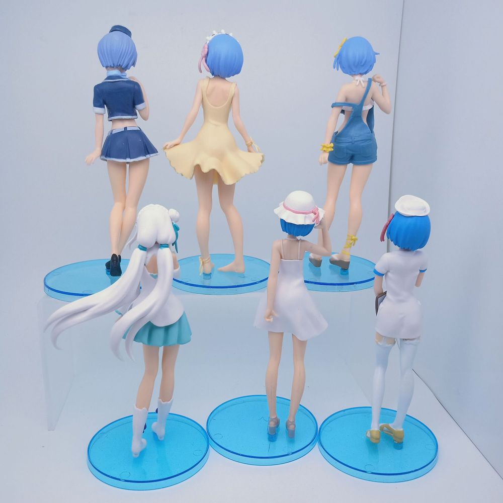 Needway  Christmas Gift Rem Action Figure 6Pcs/Set Rem Swimsuit Figure Re:Life In A Different World From Zero Girl Figure Figure Toys 17CM Birthday Present Collection PVC Rem Anime Figure