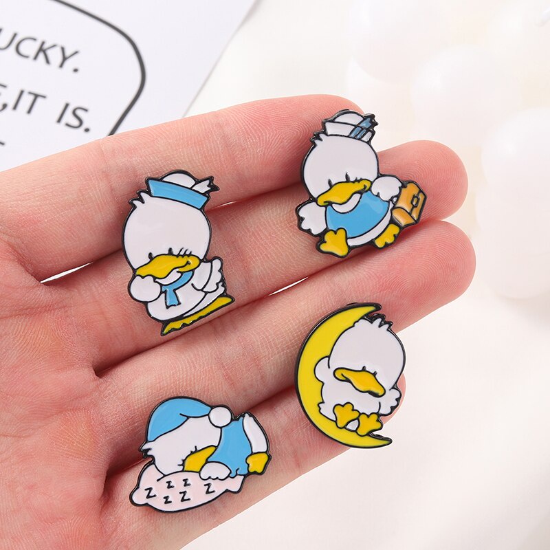 Daily Life of Ducks Enamel Pin Custom School Duck Brooch Bag Lapel Pin Cartoon Movie Animal Badge Jewelry Gift for Kids