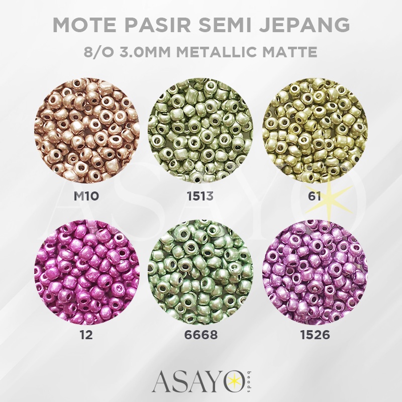 (1pon) Mote  8/0 Pasir Bambu 3.0mm Round Glass Beads METALLIC MATTE Asayo