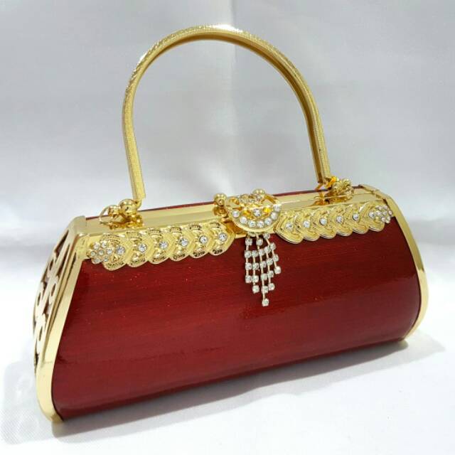 Tas Pesta Farnell Clutch Kondangan Wanita Import 2339 Glitter Waterproof (Gagang bisa Dilepas)