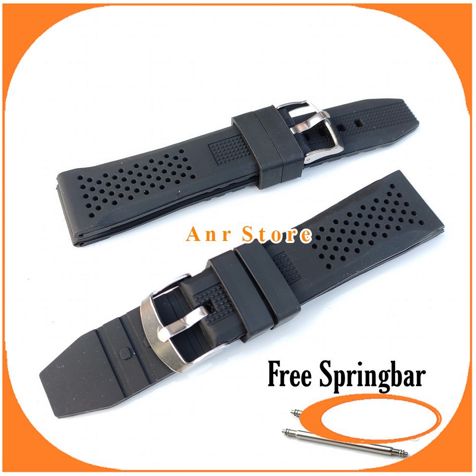 Tali Jam Tangan Karet 20 22 24 mm Motif Embos Free Pen