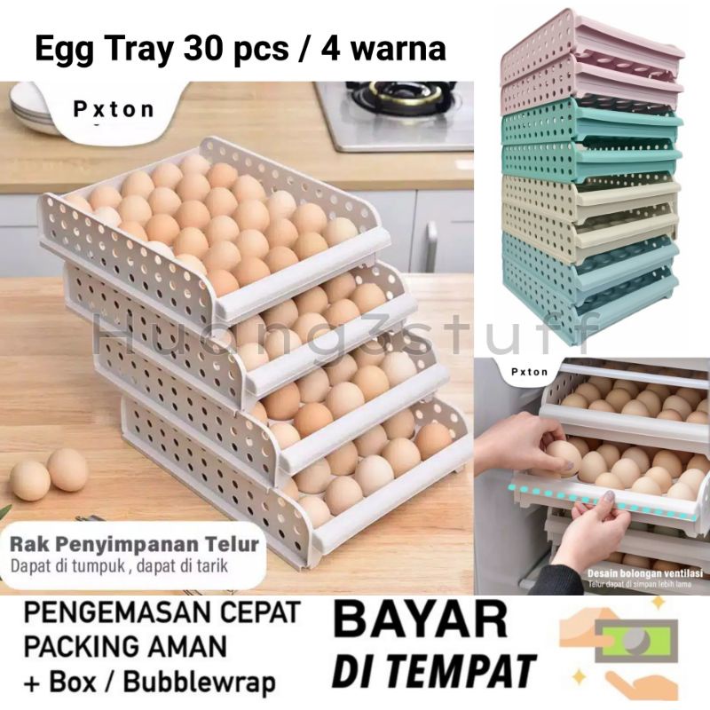 EGG BOX Tempat telur TINGKAT / Tempat Penyimpanan Telur Rak Telur Plastik Box Telur Egg Tray 30 pcs