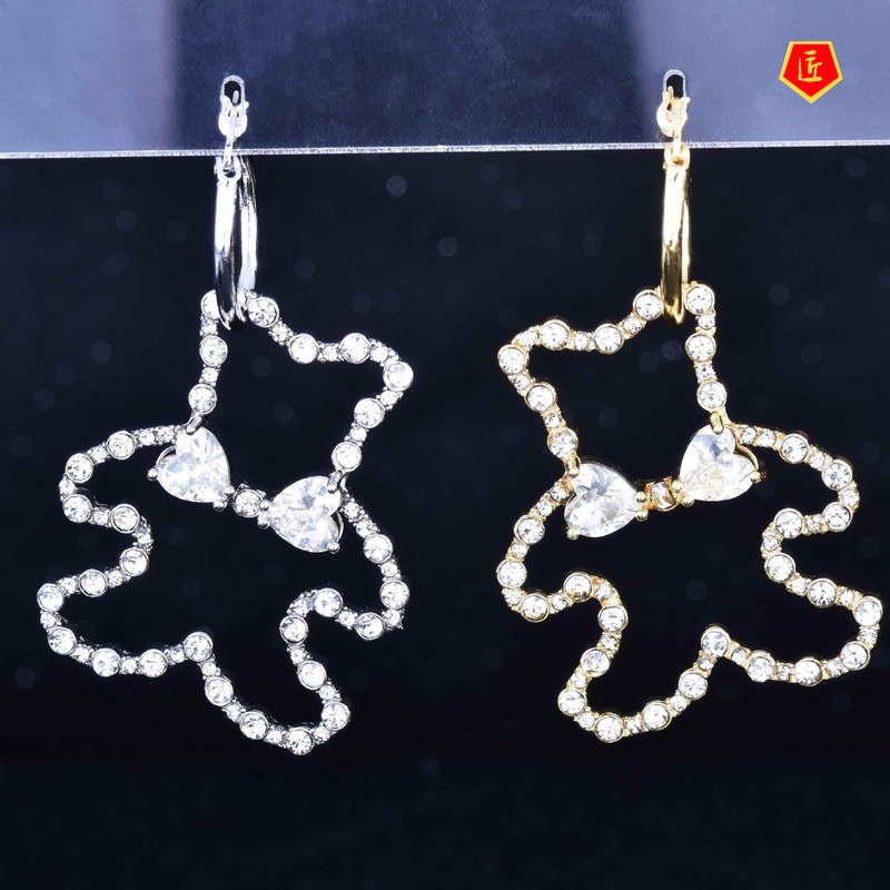 [Ready Stock]Bear Bow Earrings Fairy Temperament