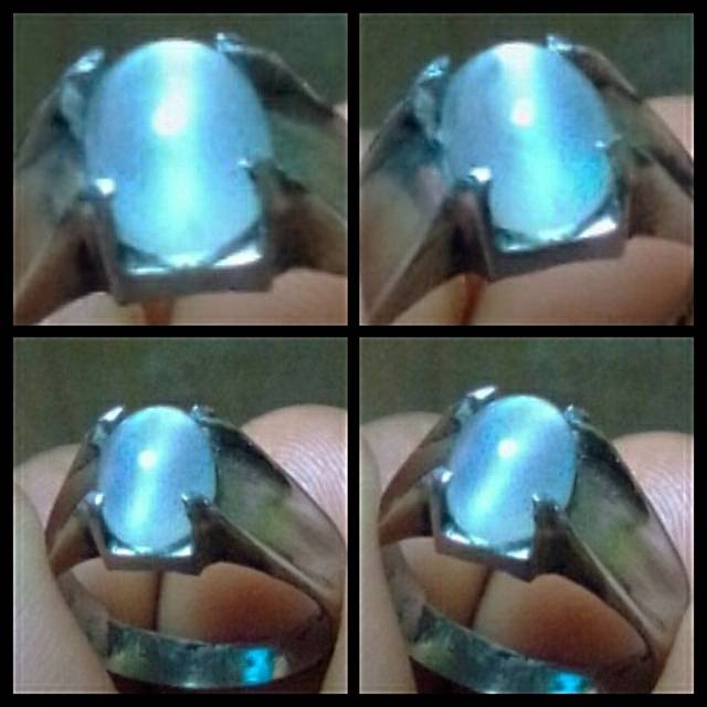 BATU BIDURI BULAN NATURAL CAT EYE MOONSTONE SRILANKA NTE ASLI ALAM SUPER MULUS RING BAJA PUTIH ADA J