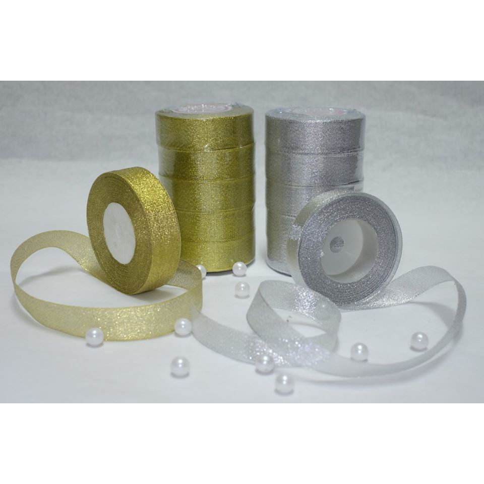 

ROLL Pita Glitter Gold Silver Panjang 25 Yard / 22 meter Import Premium Untuk Buket Florist Kerajinan TERLARIS