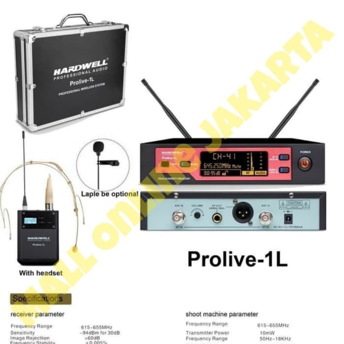 mic wireless hardwell prolive 1l bando microphone 1 l headset clip on mik jepit